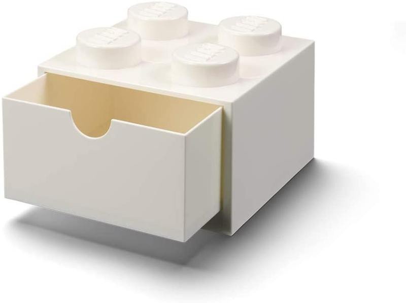 Úložný box LEGO stolní 4 se zásuvkou - bílý