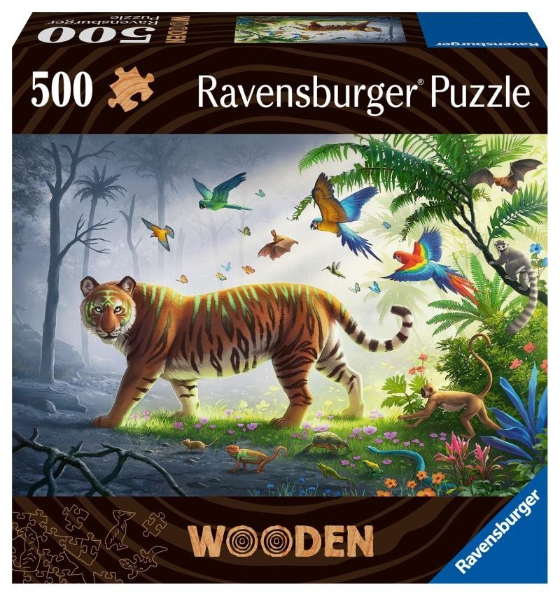Levně Ravensburger Puzzle - Tygr v džungli 500 dílků, dřevěné