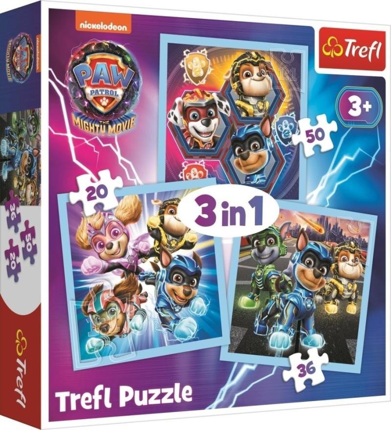 Levně Puzzle Tlapková patrola: Mocní hrdinové 3v1 (20,36,50 dílků)