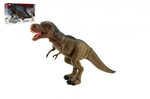 Levně Dinosaurus tyranosaurus chodící plast 40cm na baterie se světlem se zvukem v krabici
