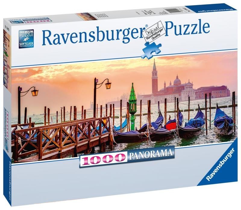 Levně Ravensburger Puzzle - Gondoly v Benátkách 1000 dílků Panorama