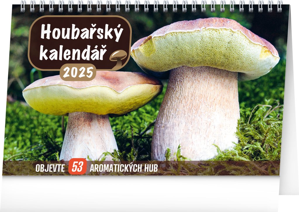 NOTIQUE Stolní Houbařský kalendář 2025, 23,1 x 14,5 cm