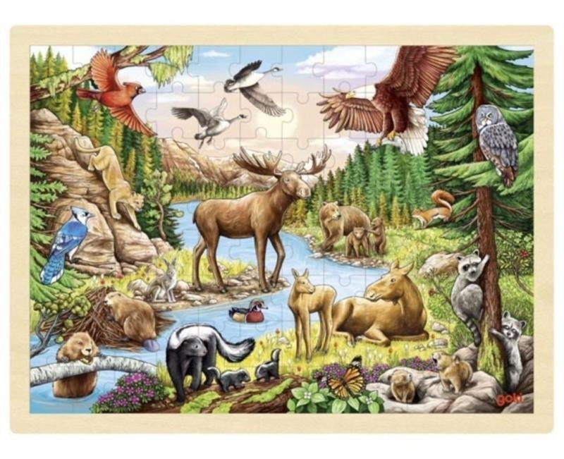Levně Goki Puzzle Divoká příroda Severní Ameriky 96 dílků - dřevěné