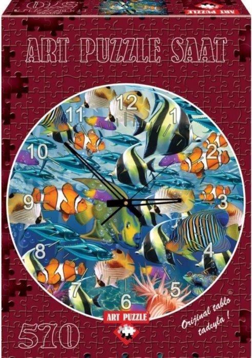 Levně Puzzle hodiny Svět mořských ryb 570 dílků