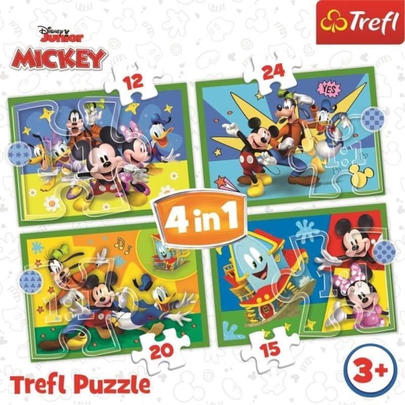 Levně Trefl Puzzle Mickeyho klubík: S přáteli 4v1 (12,15,20,24 dílků)