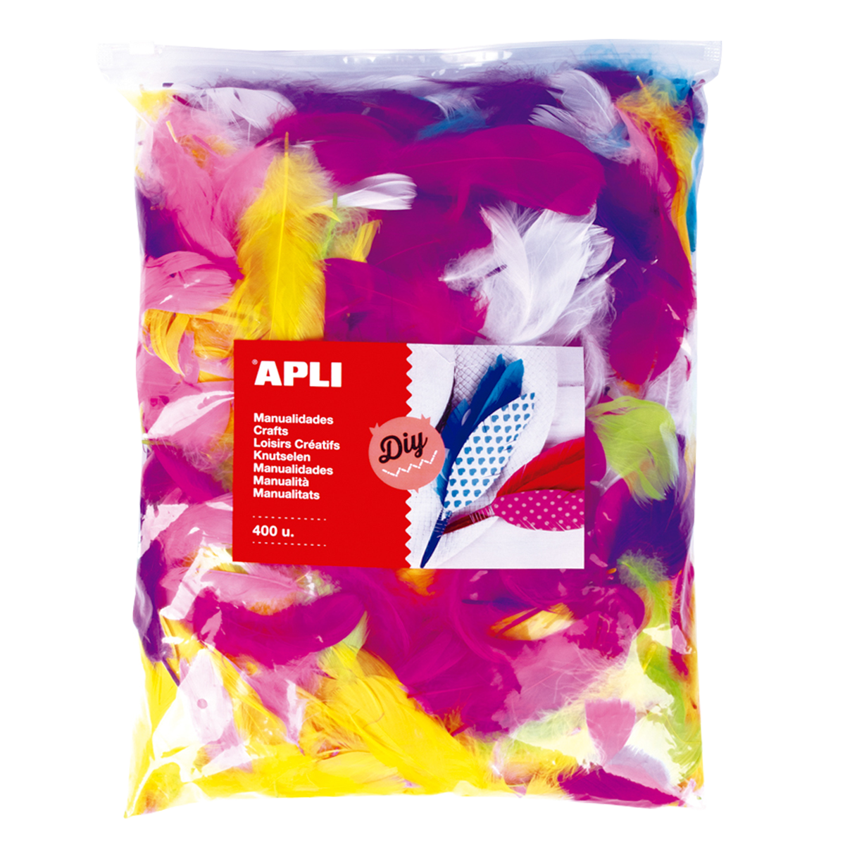 Product detail of APLI peříčka, Jumbo pack, 400 ks, mix velikostí a barev