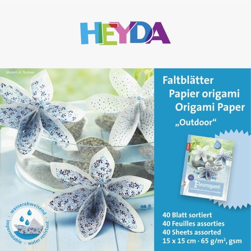 Levně HEYDA Papíry na origami voděodolné 15 x 15 cm - modré