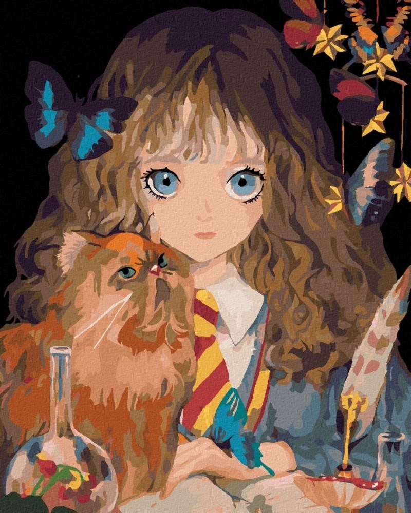 Levně Malování podle čísel 40 x 50 cm Harry Potter - Hermiona a Křivonožka
