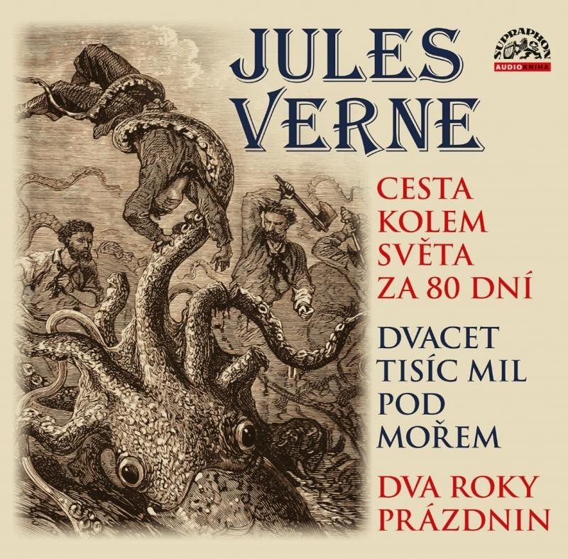 Levně Cesta kolem světa za 80 dní, Dvacet tisíc mil pod mořem a Dva roky prázdnin - CDmp3 - Jules Verne