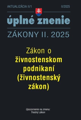 Levně Aktualizácia II/1 2025 – Živnostenské podnikanie