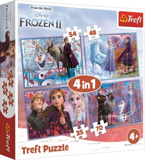 Levně Trefl Puzzle Frozen 2 - Cesta do neznáma 4v1 (35,48,54,70 dílků)