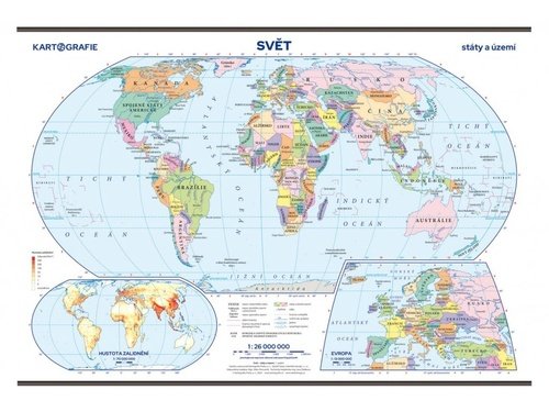Levně Svět – státy a území, školní nástěnná mapa 1:26 000 000