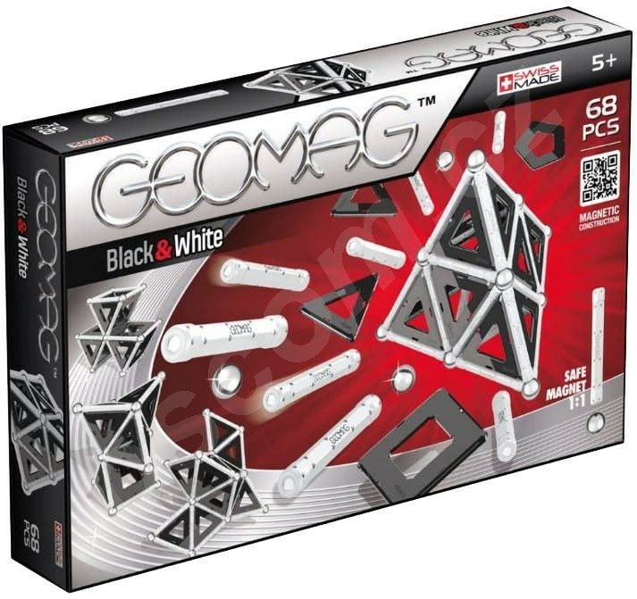 Levně Magnetická stavebnice Geomag - Panels black/white 68 dílků - Alltoys