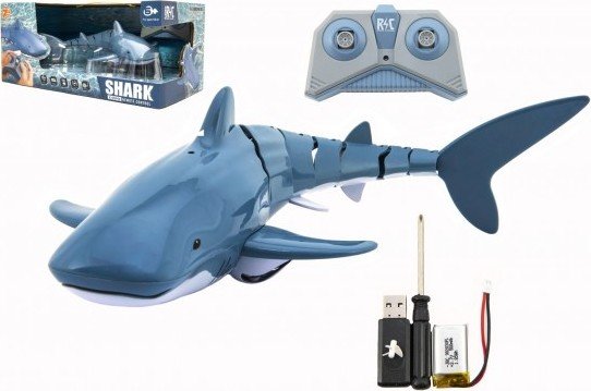 Levně Žralok RC plast 35cm na dálkové ovládání +dobíjecí pack v krabici 38x17x20cm