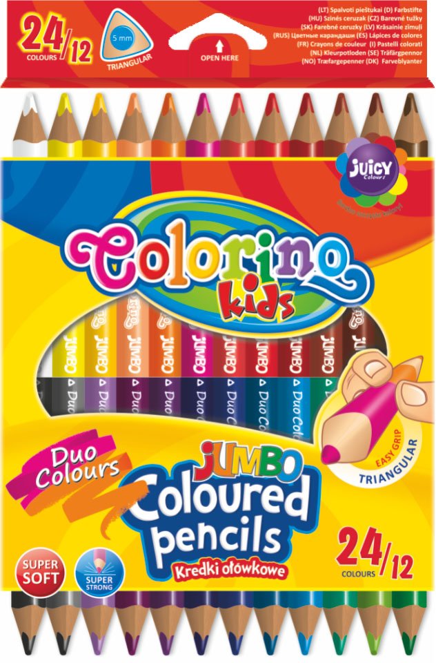 Levně Colorino pastelky trojhranné JUMBO, oboustranné, 24 barev