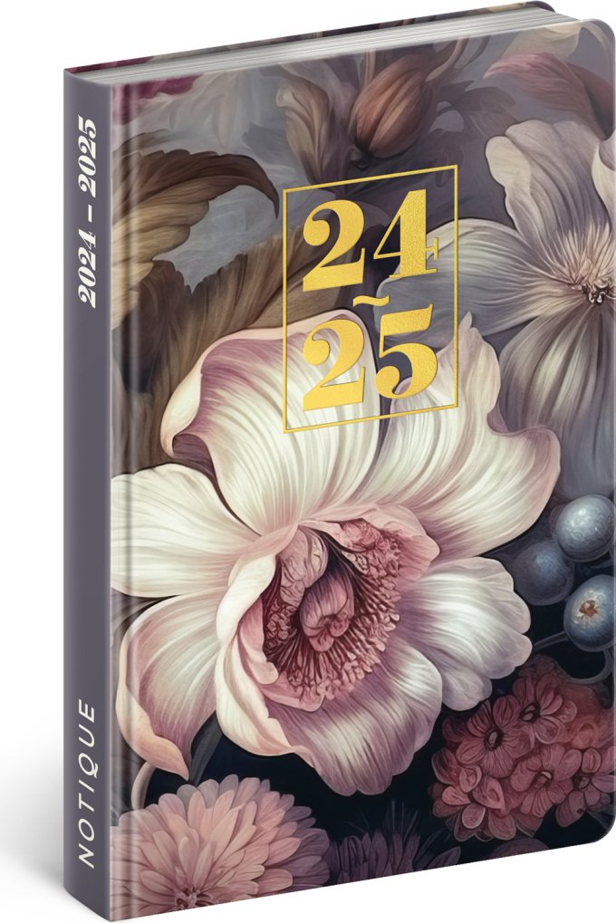 Levně NOTIQUE 18měsíční diář Petito – Květiny 2024/2025, 11 x 17 cm