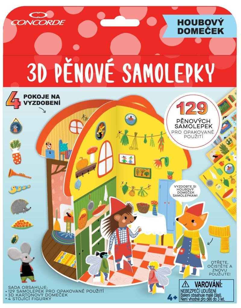 Levně Concorde Pěnové samolepky 3D - Houbový domeček