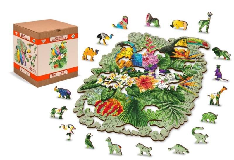 Levně Wooden City Puzzle Tropičtí ptáci, dřevěné, 300 dílků