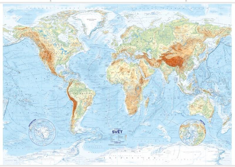 Levně Svět - reliéf a povrch 1:21 000 000 nástěnná mapa