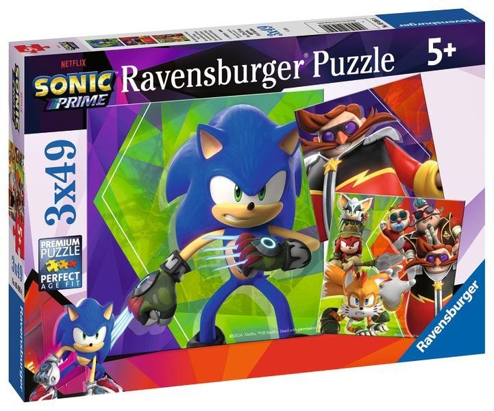 Levně Puzzle Sonic Prime 3x49 dílků