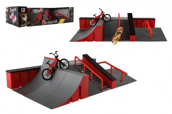 Levně Skatepark - rampy,kolo prstové,skateboard prstový plast v krabici 44x12x25cm