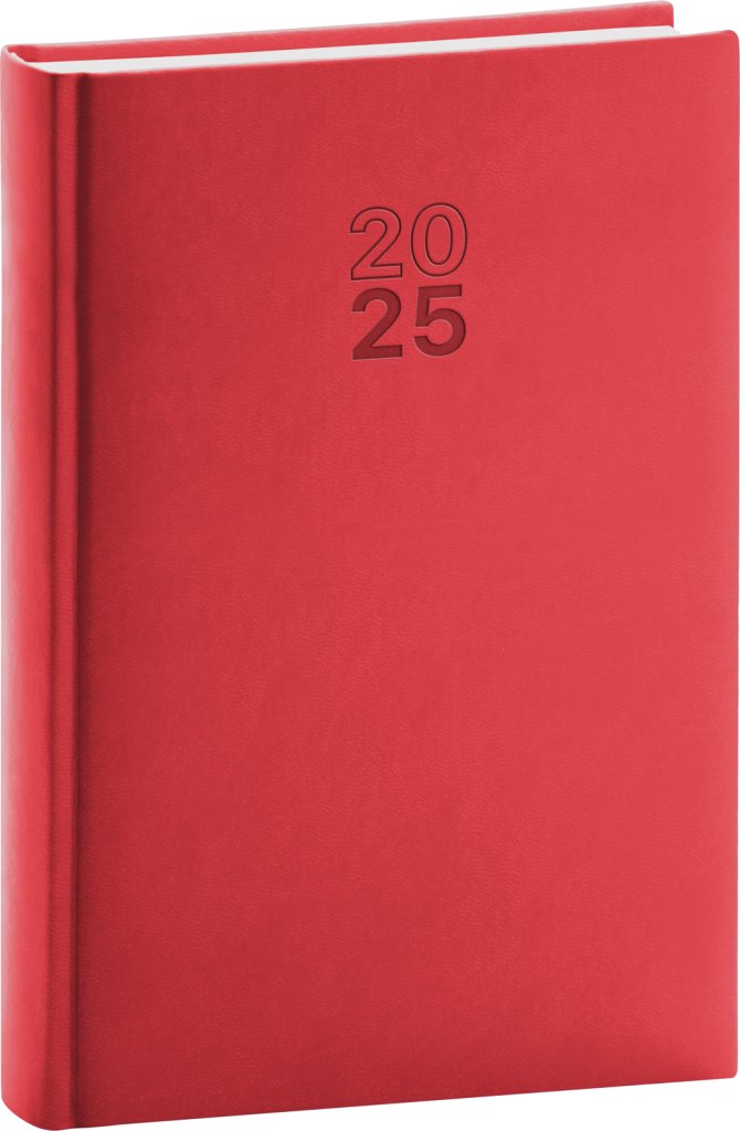 Levně Diář 2025: Aprint - červený, denní, 15 × 21 cm