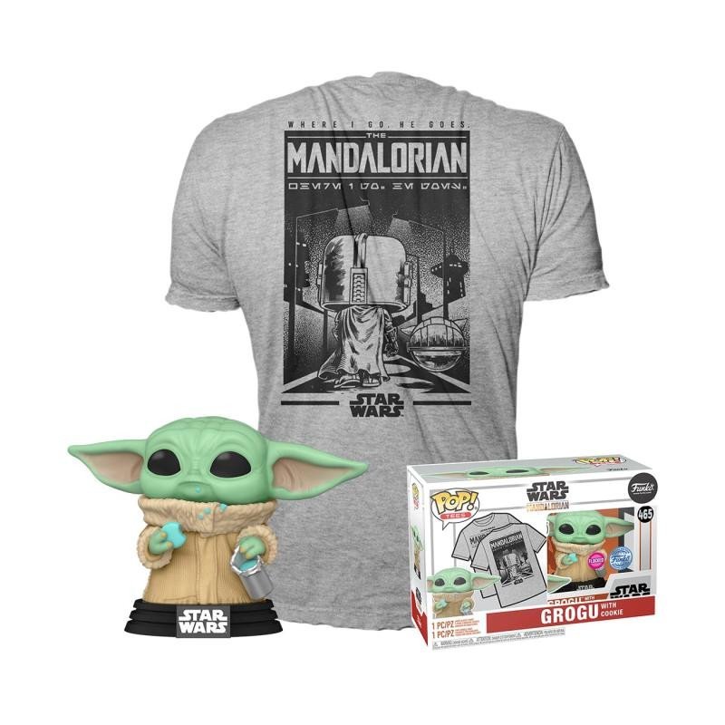 Funko POP & Tee: Star Wars Mandalorian - Grogu w/cookie (velikost trička L)