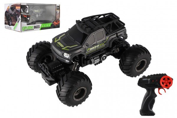 Levně Auto RC pick up Off road terénní plast 23cm 2,4GHZ na baterie se světlem šedé v krab. 30x15x19cm