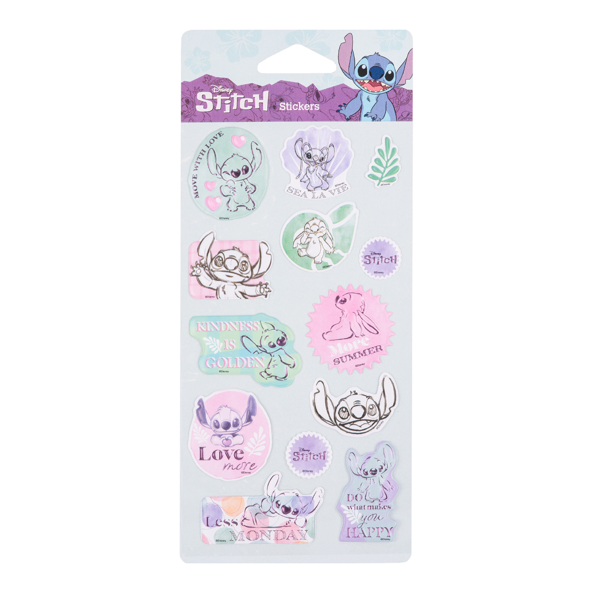 Levně Colorino Pop-Up samolepky Stitch Pastel 4, mix motivů a velikostí