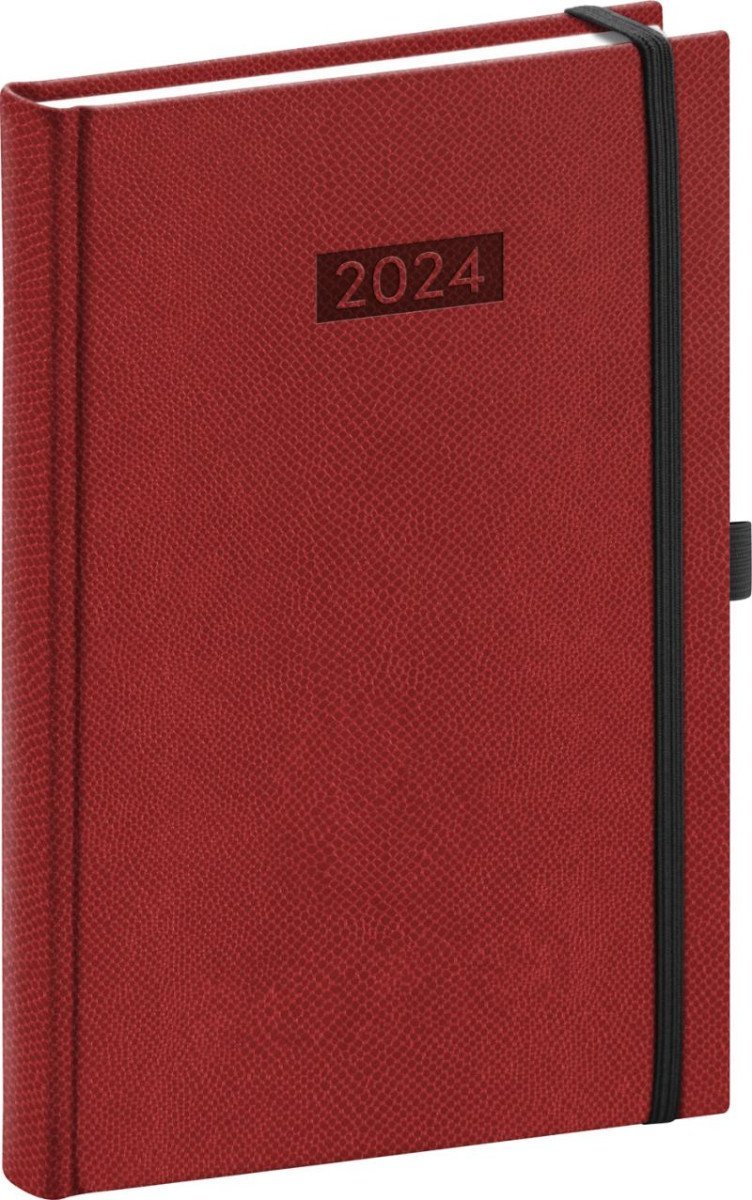 Diář 2024: Diario - bordó, denní, 15 × 21 cm