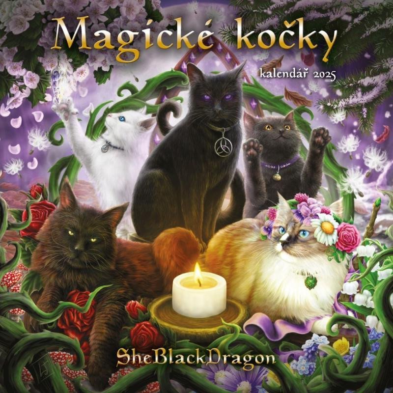 Levně Kalendář 2025 Magické kočky - nástěnný - SheBlackDragon