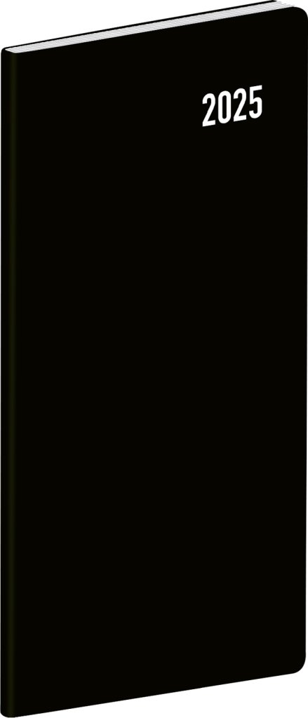 Levně NOTIQUE Kapesní diář Černý 2025, plánovací měsíční, 8 x 18 cm