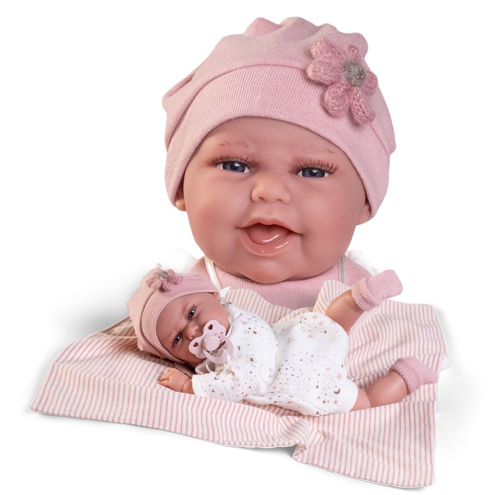 Levně Antonio Juan 70362 CLARA - realistická panenka miminko se speciální pohybovou funkcí a měkkým látkovým tělem - 34 cm