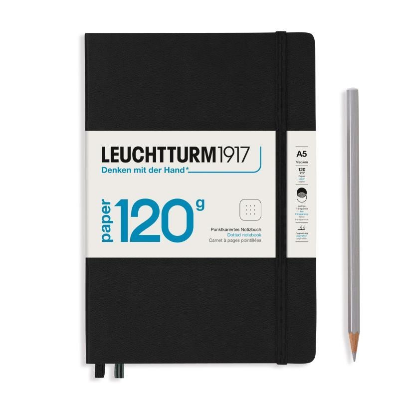 Levně Leuchtturm1917 Zápisník 120G Black A5 tečkovaný