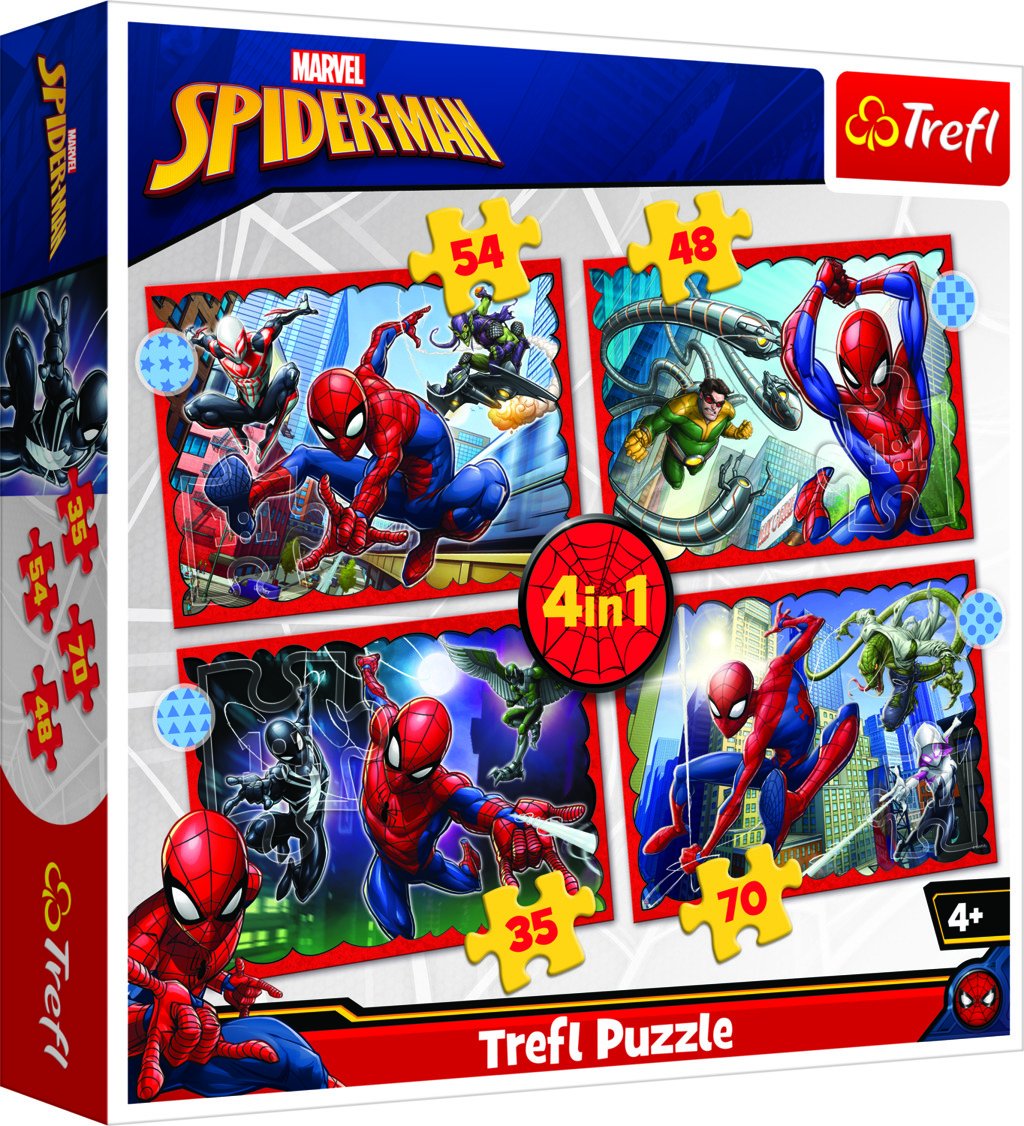 Levně Trefl Puzzle Hrdinný Spiderman 4v1 (35,48,54,70 dílků) - Trefl