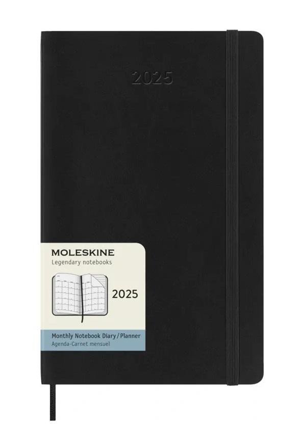 Levně Moleskine Měsíční diář 2025 černý L, měkký