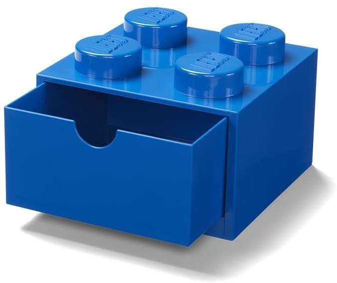 Levně Úložný box LEGO stolní 4 se zásuvkou - modrý