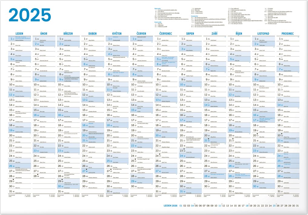 Levně Kalendář 2025 Roční A2, 59,4 x 42 cm
