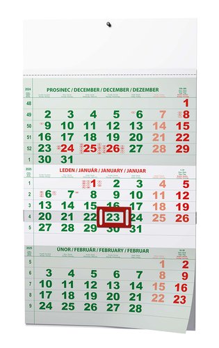 Levně Tříměsíční kalendář 2025 zelený - nástěnný kalendář