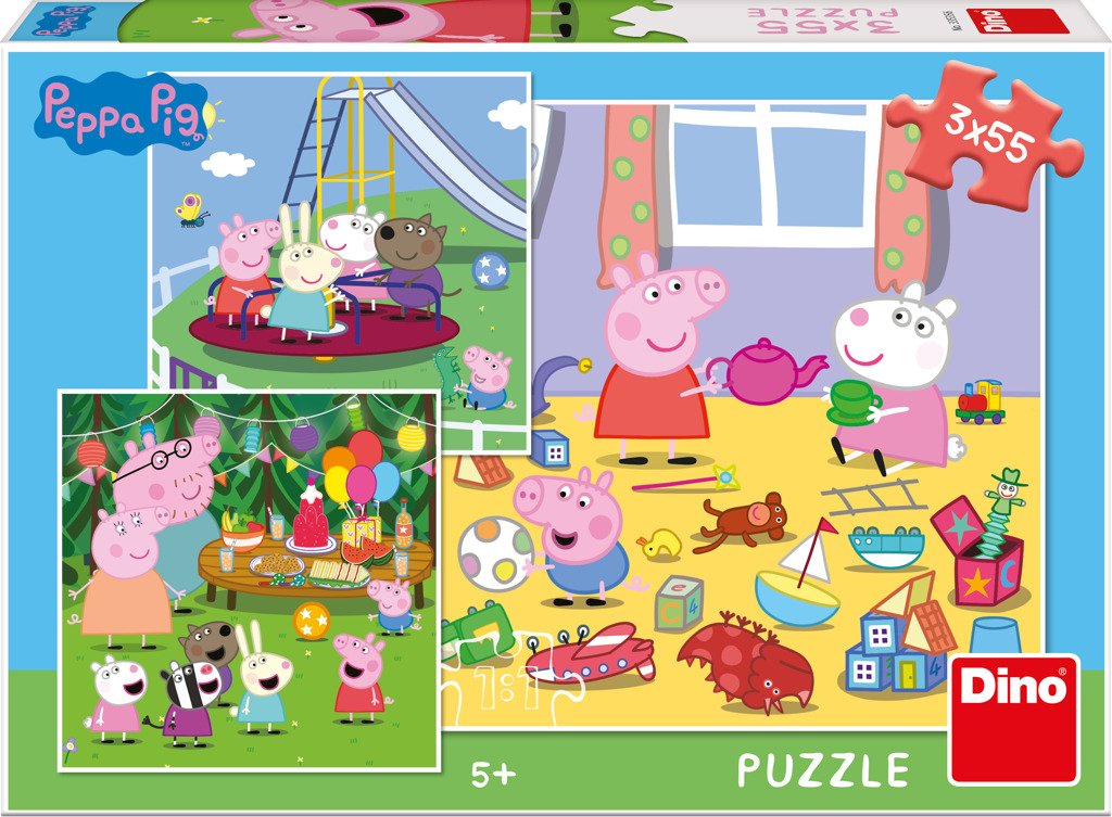 Puzzle Peppa Pig na prázdninách 3x55 dílků - Dino