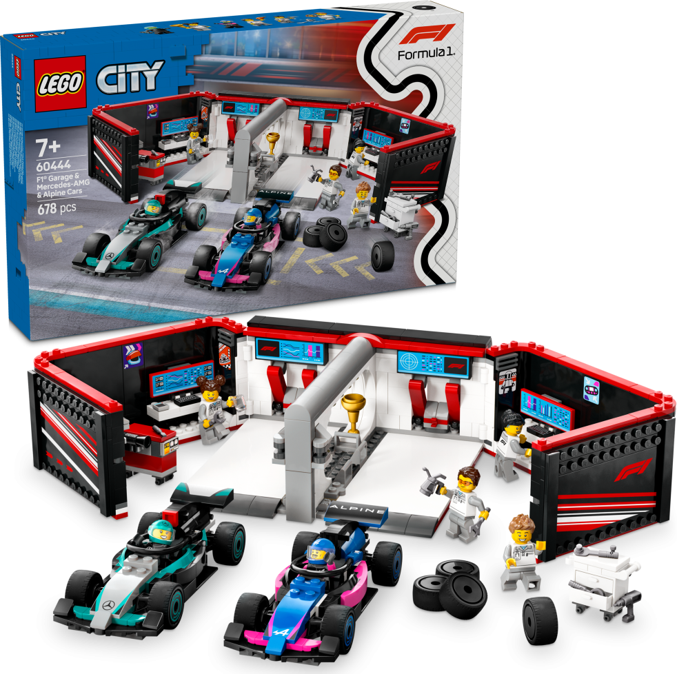 Levně LEGO® City 60444 Garáž F1® a vozy Mercedes-AMG a Alpine - LEGO® City