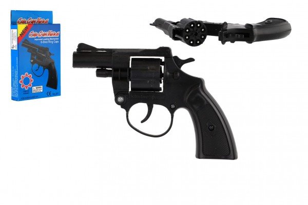 Levně Revolver/pistole na kapsle 8 ran plast 13cm v krabičce 9,5x16x2,5cm