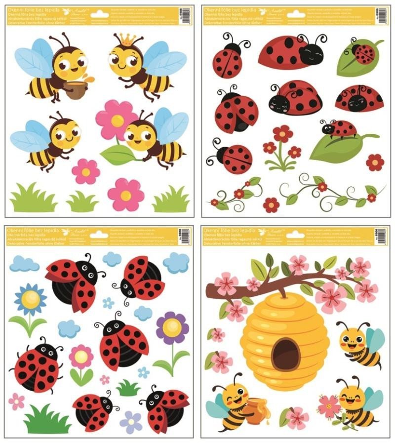 Levně Okenní fólie berušky a včelky 30 x 33,5 cm