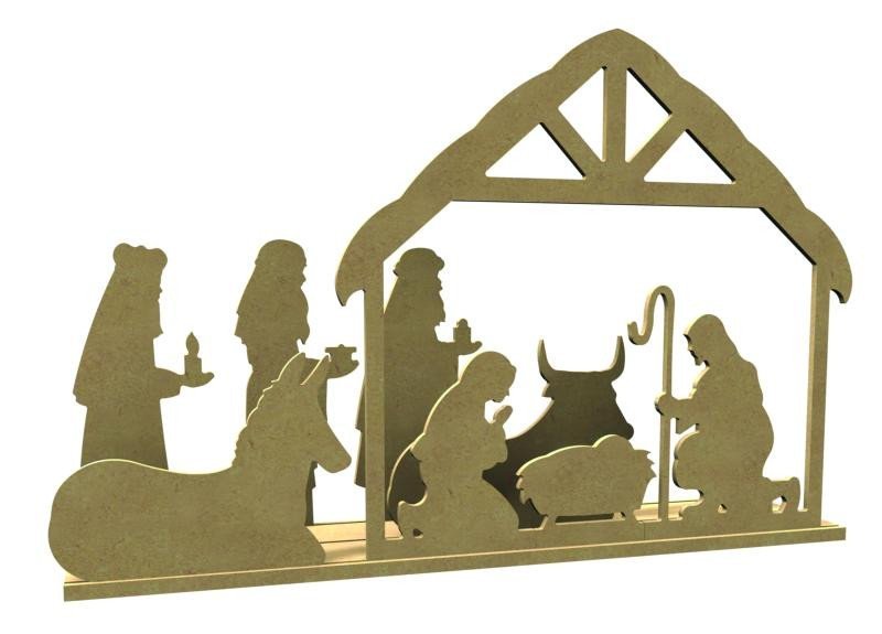 Levně Dřevěná dekorace k dozdobení Aladine - Betlém 50 x 34,5 x 9 cm