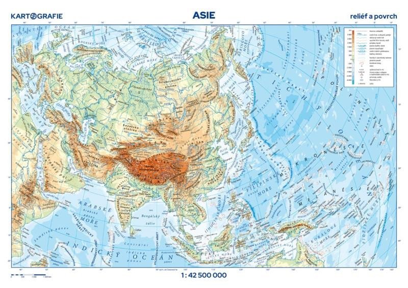 Levně Asie - reliéf a povrch 1:42 500 000 nástěnná mapa