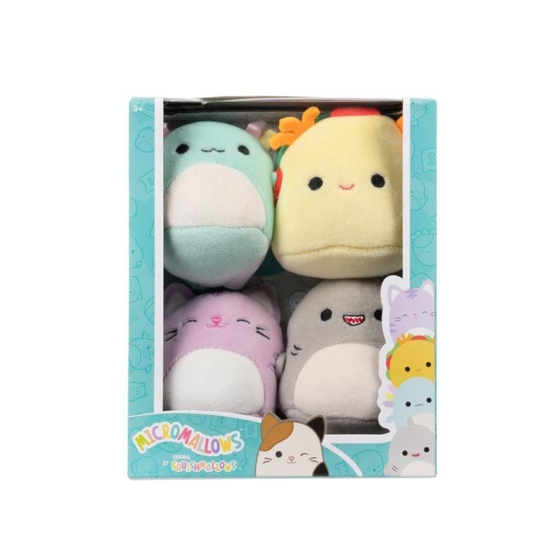 Levně Squishmallows Micromallows 4-Pack Axolotl, Kočka, Taco, Žralok 6 cm