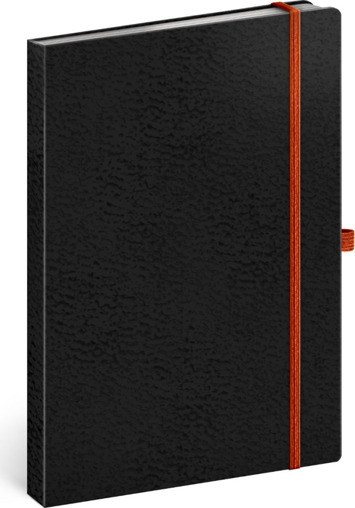 Notes - Vivella Classic černý/oranžový, linkovaný, 15 x 21 cm