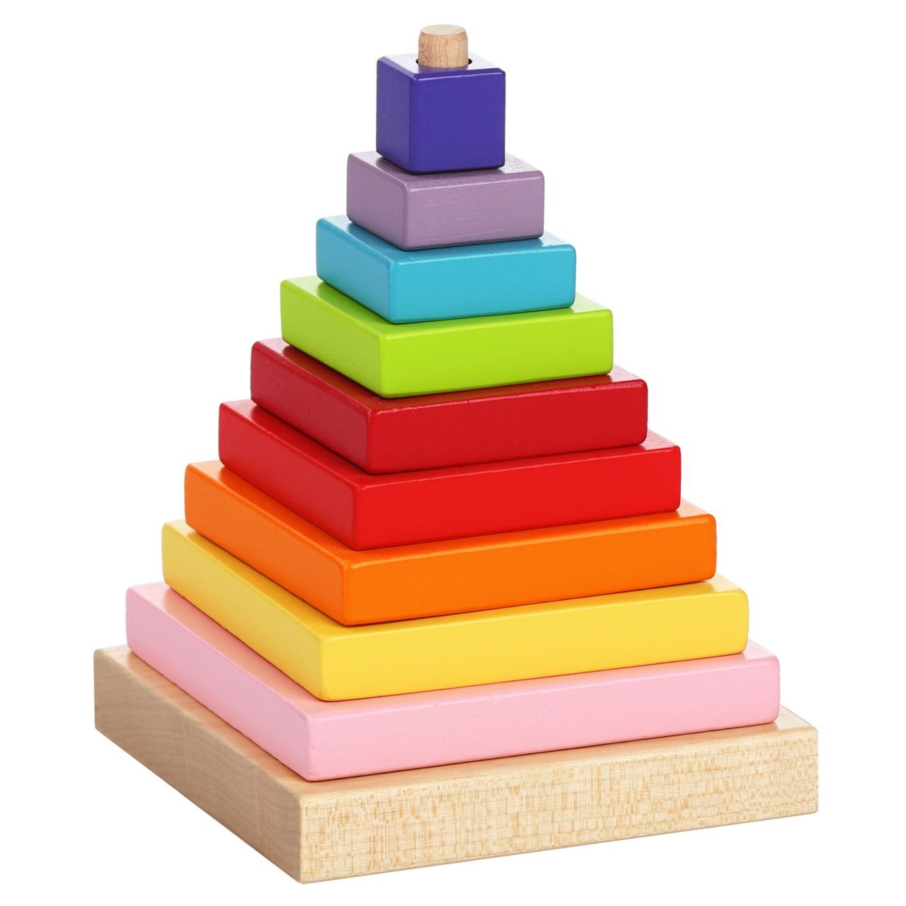 Levně Barevná pyramida: dřevěná skládačka 9 dílů