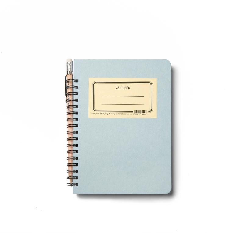 Levně Kroužkový zápisník s tužkou Retro, B6, čistý, 70 listů