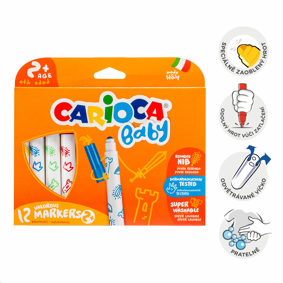 Product detail of Carioca fixy Baby 2+, kulatý hrot, 12 ks